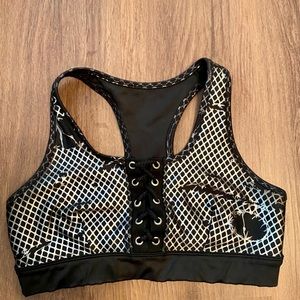 Lace-up Metallic Zumba Bra